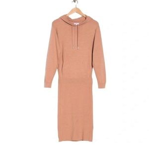 Reiss Jodie Knitted Hoodie Dress in Camel (S)